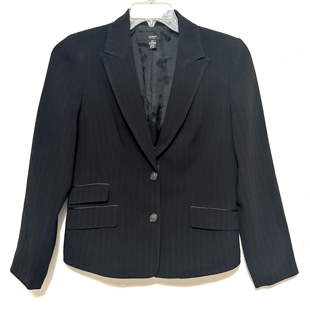 Alfani Blazer Suit Jacket Coat Women’s 8P Black Pinstripe Business Upscale